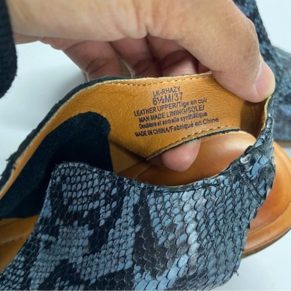 Lucky Brand Rhazy Blue Snake Skin Print Slingback Sandals Heels Size 6.5 - Picture 9 of 11